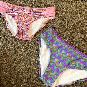 L.L Bean Girls Vintage Printed Bikini Bottoms Size 14